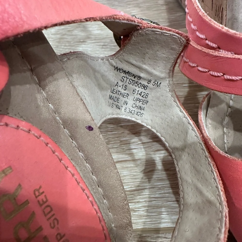 Women’s SPERRY Top-Sider Leather Coral/Pink Open Toe Wedge Sandal - Size 8.5 - Picture 5 of 8